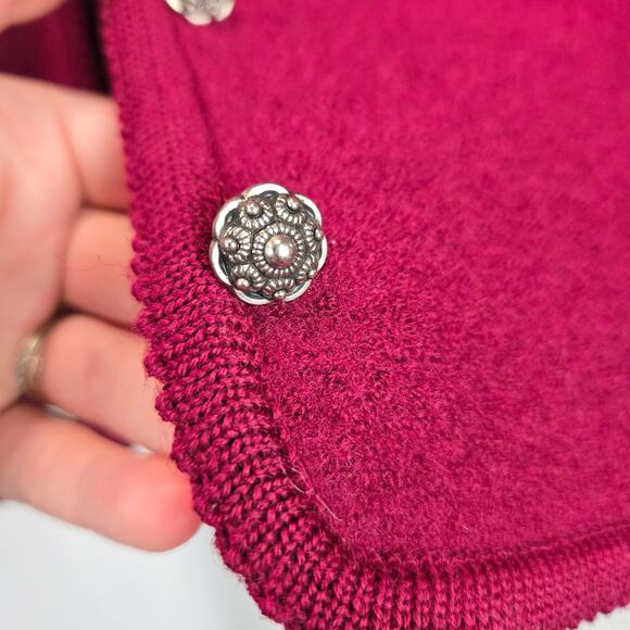 Geiger Austria Pure New Wool Button Front Blazer Lady Jacket Cardigan Knit Berry - Picture 4 of 9